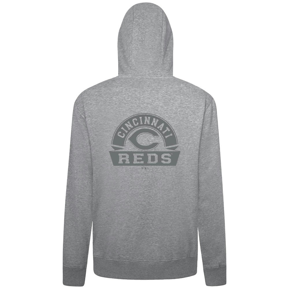 Cincinnati Reds Levelwear Podium Banner Arch Full-Zip Hoodie - Heather Gray - MLB Lifestyle