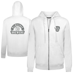 Milwaukee Brewers Levelwear Podium Banner Arch Full-Zip Hoodie - White - MLB Online