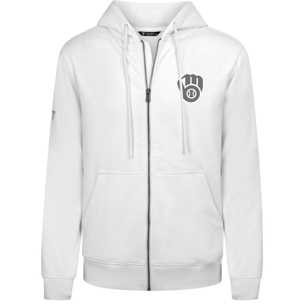 Milwaukee Brewers Levelwear Podium Banner Arch Full-Zip Hoodie - White - MLB Online