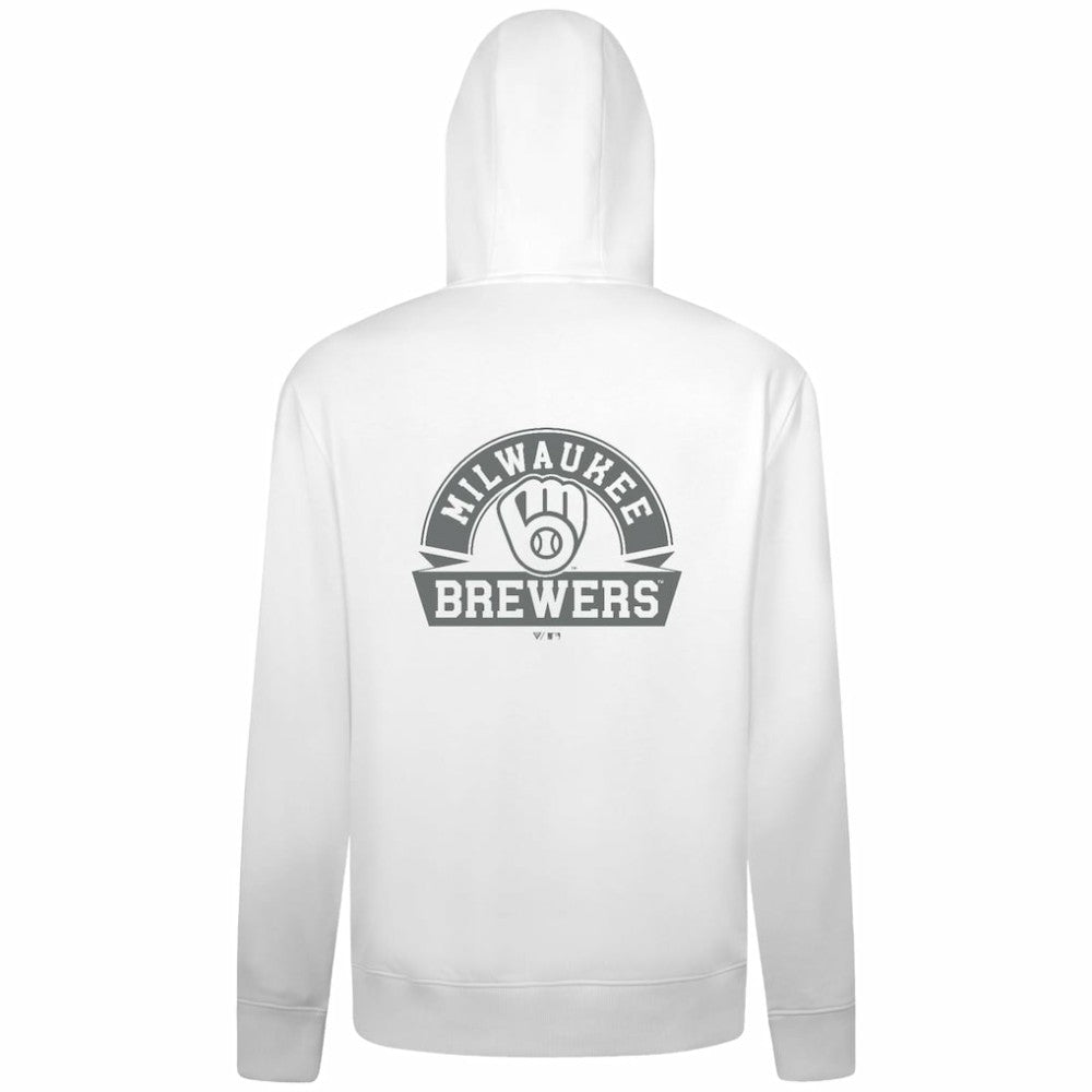 Milwaukee Brewers Levelwear Podium Banner Arch Full-Zip Hoodie - White - MLB Online