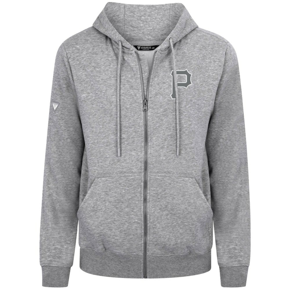 Pittsburgh Pirates Levelwear Podium Banner Arch Full-Zip Hoodie - Heather Gray - MLB Sale