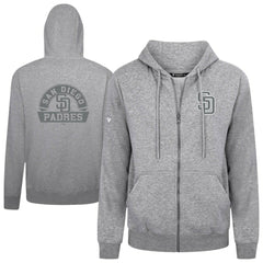 San Diego Padres Levelwear Podium Banner Arch Full-Zip Hoodie - Heather Gray - MLB on Sale