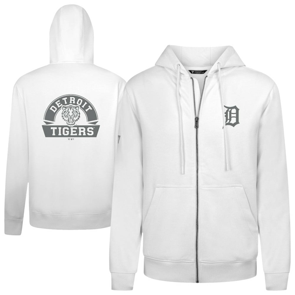 Detroit Tigers Levelwear Podium Banner Arch Full-Zip Hoodie - White - MLB on Sale