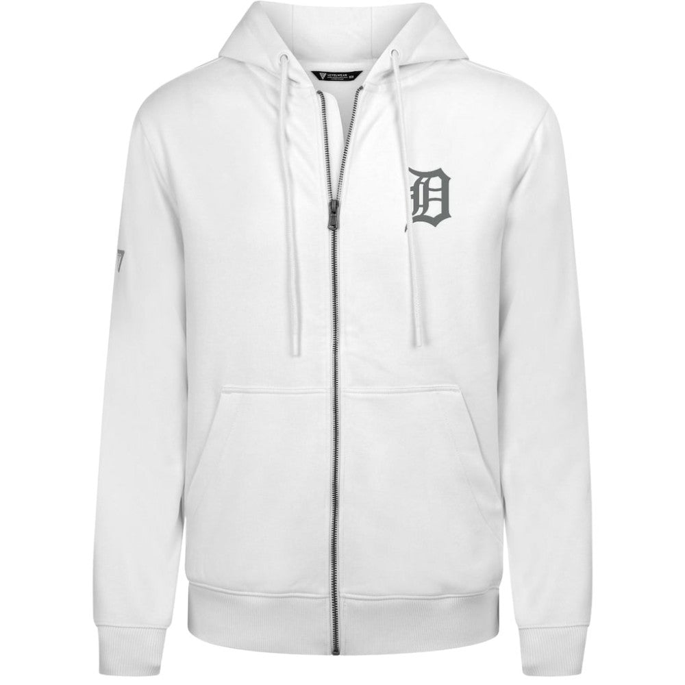 Detroit Tigers Levelwear Podium Banner Arch Full-Zip Hoodie - White - MLB on Sale