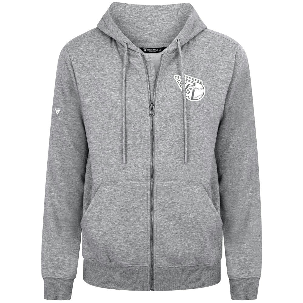 Cleveland Guardians Levelwear Podium Banner Arch Full-Zip Hoodie - Heather Gray - MLB Lifestyle