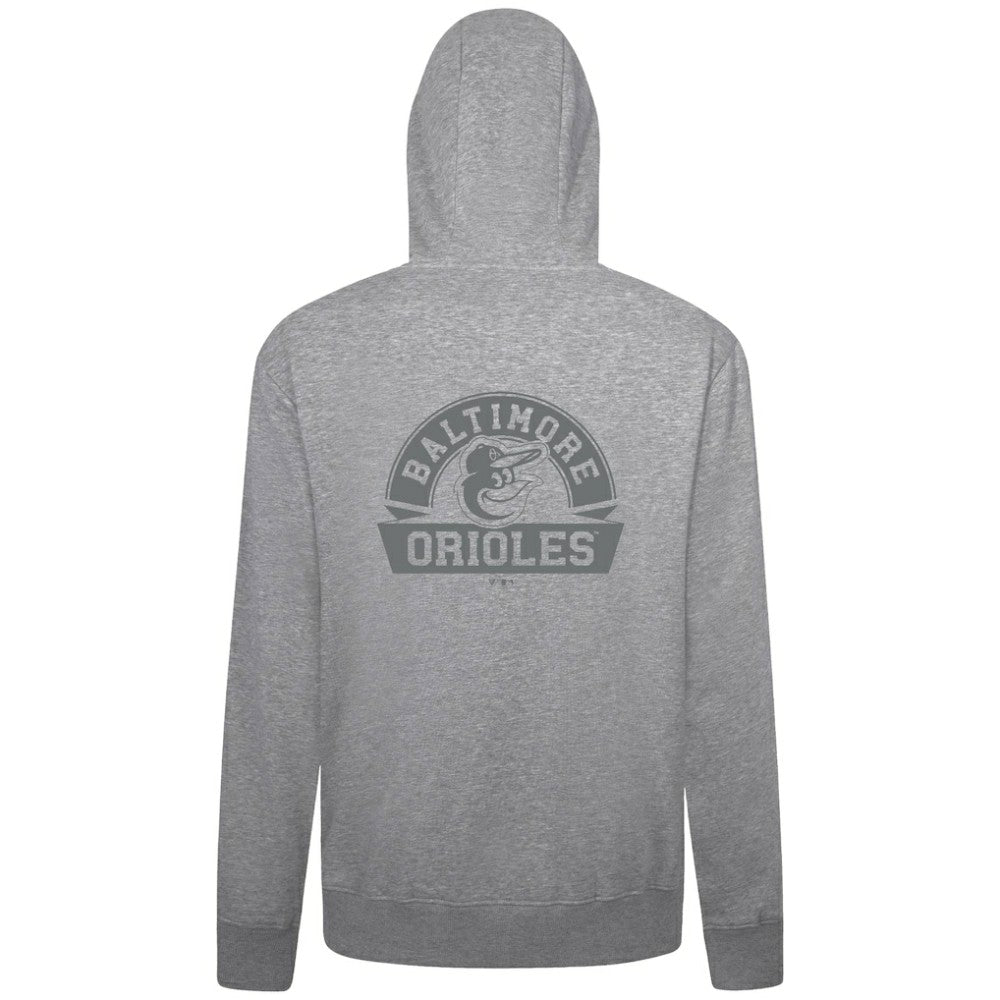 Baltimore Orioles Levelwear Podium Banner Arch Full-Zip Hoodie - Heather Gray - MLB Discount