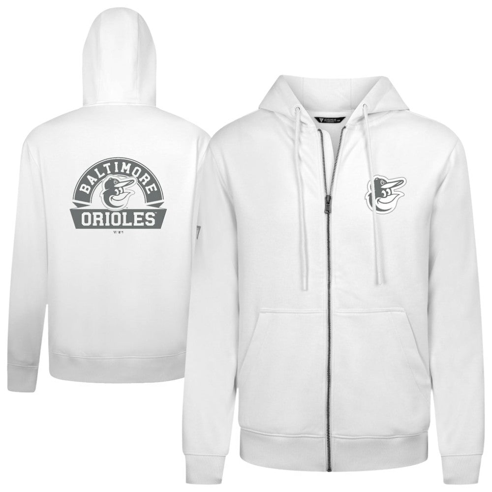 Baltimore Orioles Levelwear Podium Banner Arch Full-Zip Hoodie - White - MLB Discount