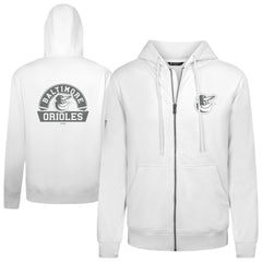 Baltimore Orioles Levelwear Podium Banner Arch Full-Zip Hoodie - White - MLB Discount