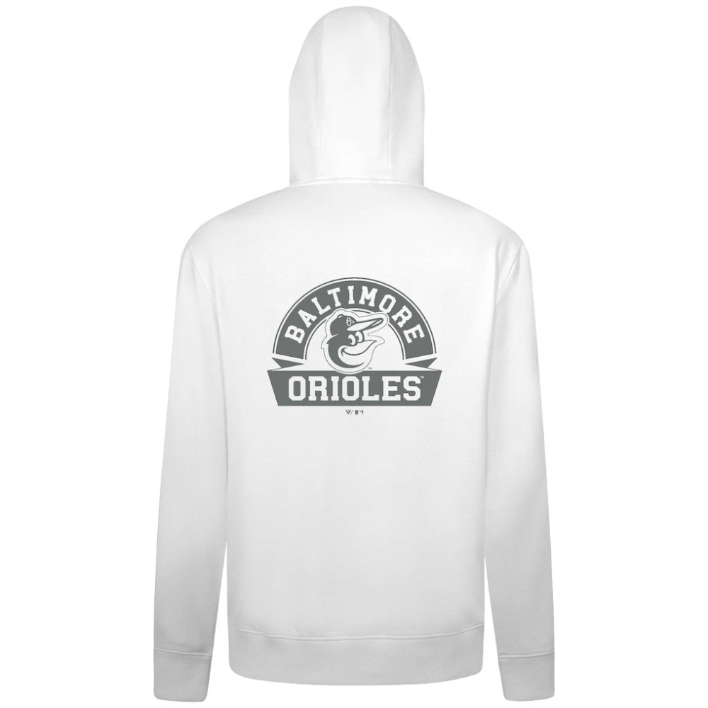 Baltimore Orioles Levelwear Podium Banner Arch Full-Zip Hoodie - White - MLB Discount