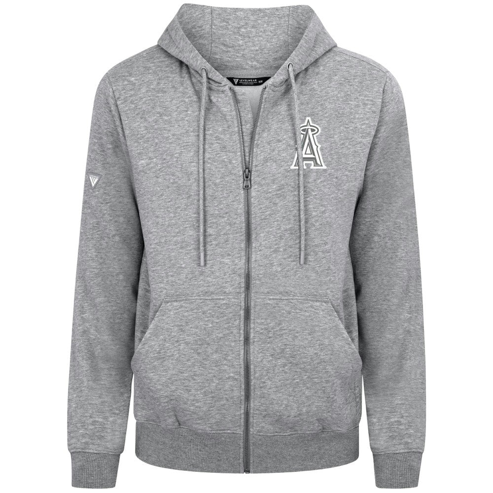 Los Angeles Angels Levelwear Podium Banner Arch Full-Zip Hoodie - Heather Gray - MLB Discount