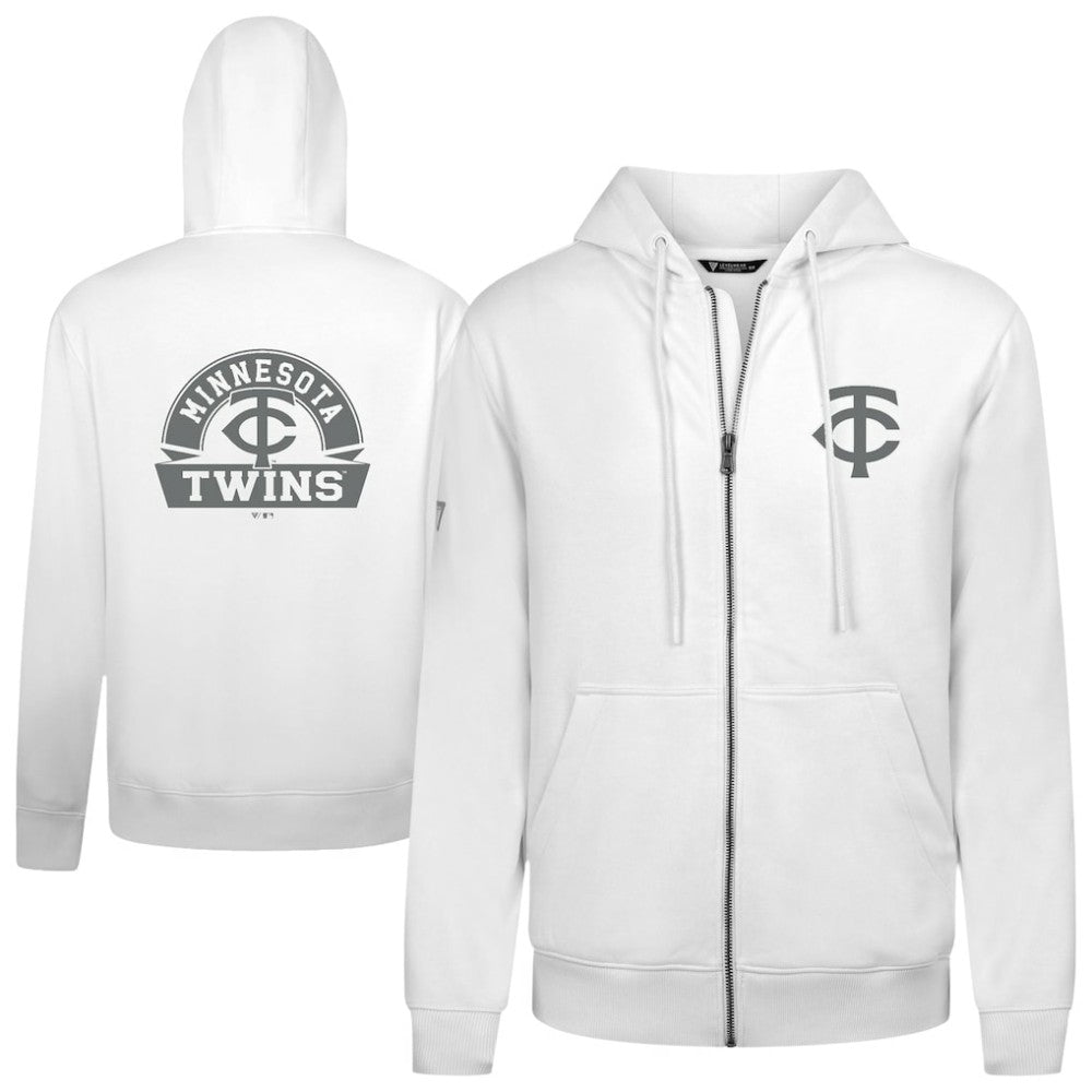 Minnesota Twins Levelwear Podium Banner Arch Full-Zip Hoodie - White - MLB Online