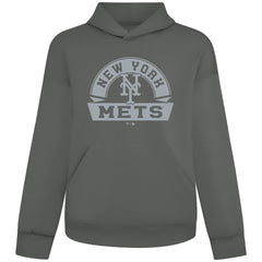 New York Mets Levelwear Luxe Signature Banner Arch Tri-Blend Hoodie - Gray - MLB Lifestyle