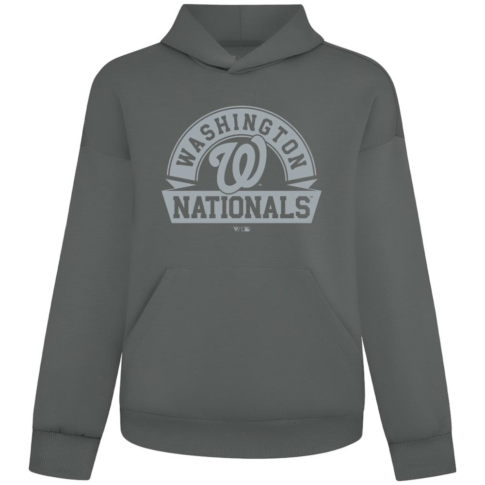 Washington Nationals Levelwear Luxe Signature Banner Arch Tri-Blend Hoodie - Gray - MLB on Sale