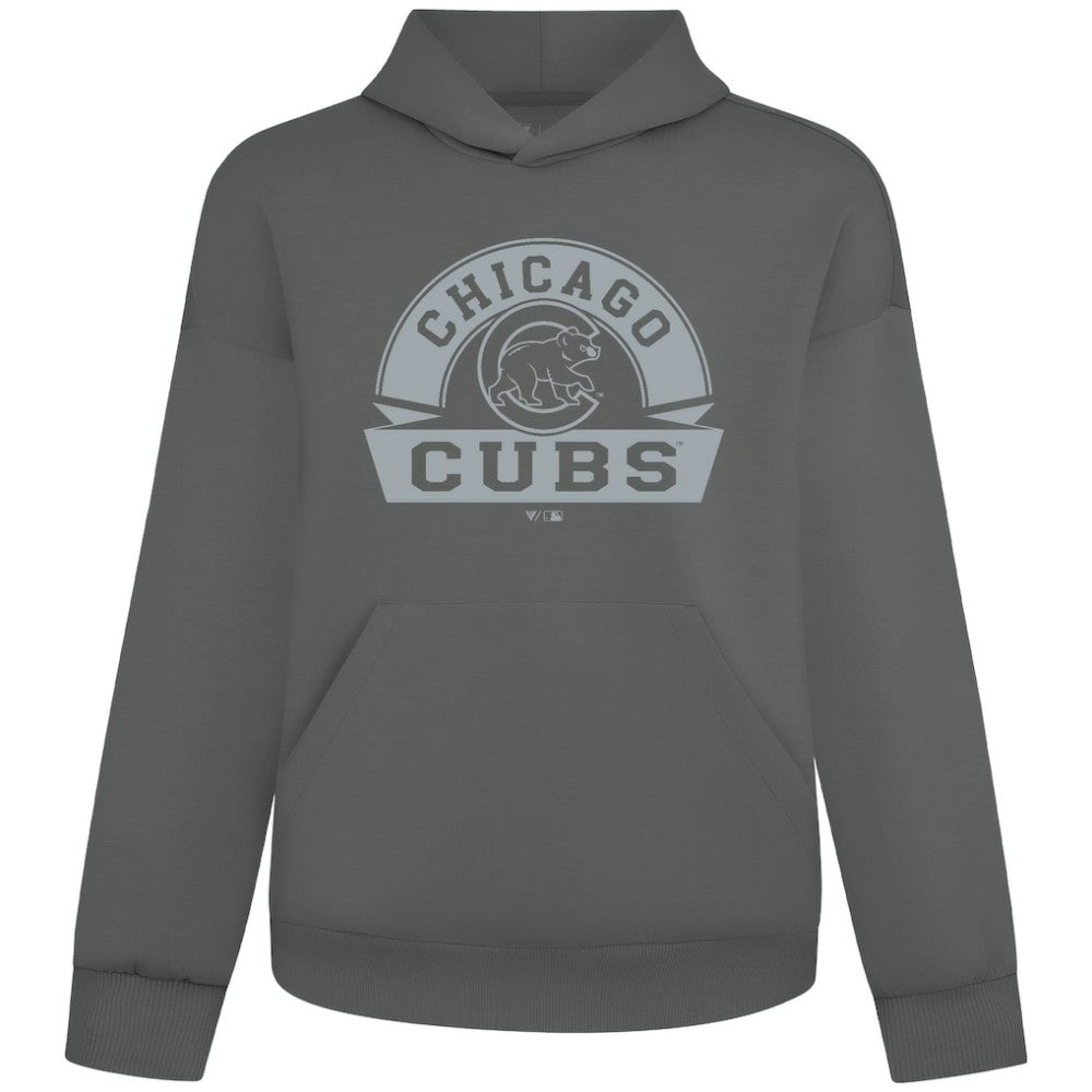 Chicago Cubs Levelwear Luxe Signature Banner Arch Tri-Blend Hoodie - Gray - MLB Discount