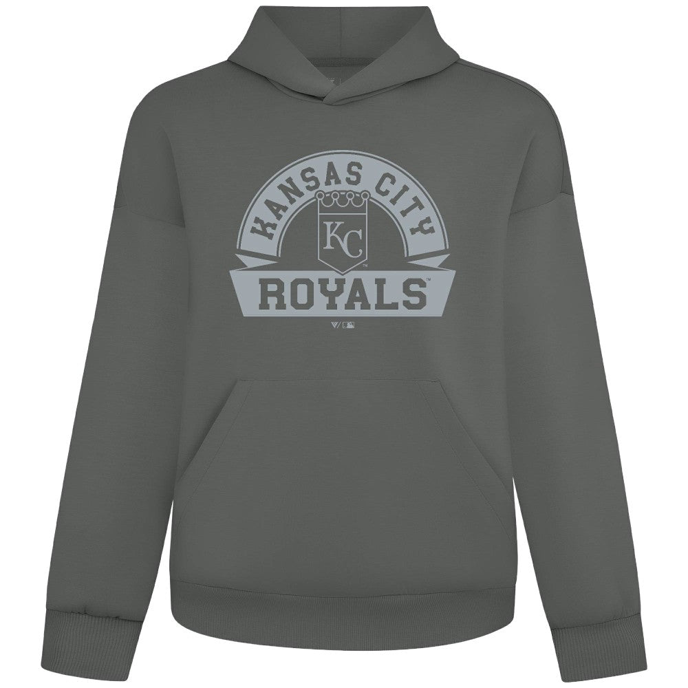 Kansas City Royals Levelwear Luxe Signature Banner Arch Tri-Blend Hoodie - Gray - MLB Discount