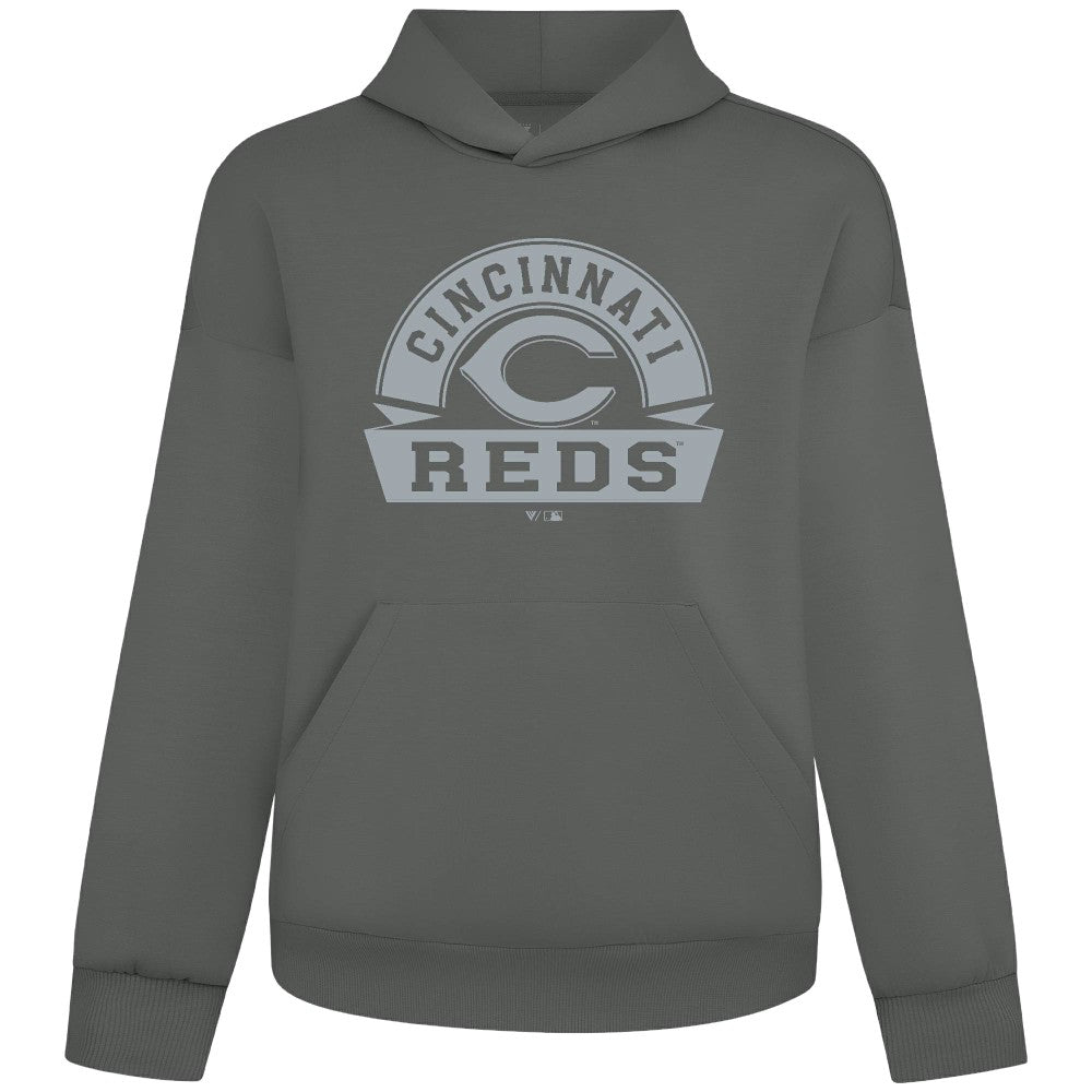 Cincinnati Reds Levelwear Luxe Signature Banner Arch Tri-Blend Hoodie - Gray - MLB Online