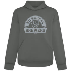 Milwaukee Brewers Levelwear Luxe Signature Banner Arch Tri-Blend Hoodie - Gray - MLB Discount