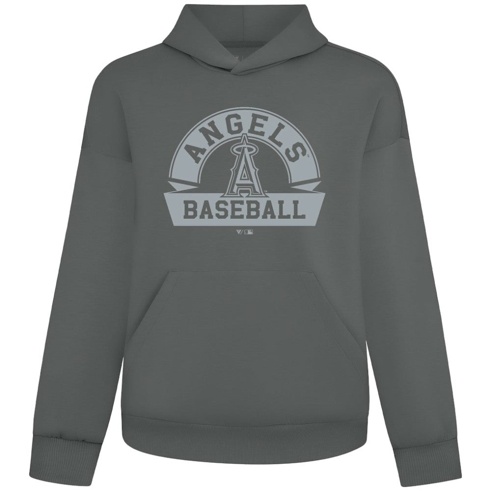 Los Angeles Angels Levelwear Luxe Signature Banner Arch Tri-Blend Hoodie - Gray - MLB Sale