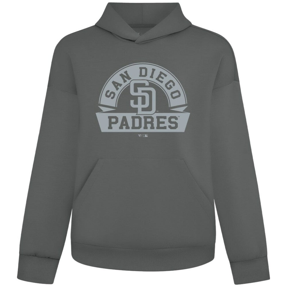 San Diego Padres Levelwear Luxe Signature Banner Arch Tri-Blend Hoodie - Gray - MLB on Sale