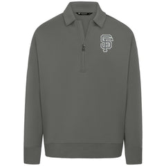 San Francisco Giants Levelwear Luxe Signature Quarter-Zip Chenille Logo Tri-Blend Sweatshirt - Gray - MLB on Sale