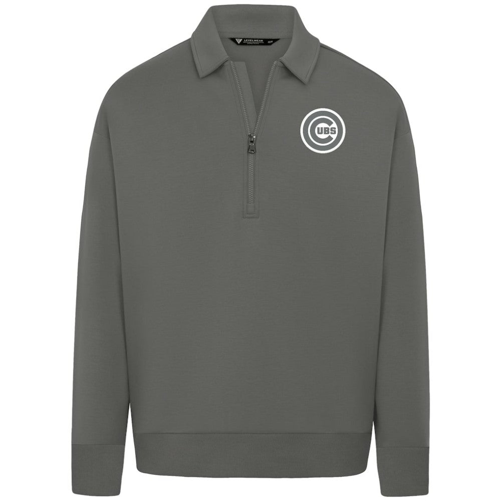 Chicago Cubs Levelwear Luxe Signature Quarter-Zip Chenille Logo Tri-Blend Sweatshirt - Gray - MLB Online
