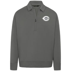 Cincinnati Reds Levelwear Luxe Signature Quarter-Zip Chenille Logo Tri-Blend Sweatshirt - Gray - MLB Lifestyle