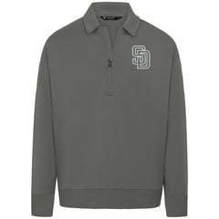 San Diego Padres Levelwear Luxe Signature Quarter-Zip Chenille Logo Tri-Blend Sweatshirt - Gray - MLB Lifestyle