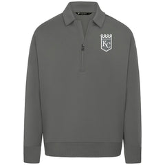 Kansas City Royals Levelwear Luxe Signature Quarter-Zip Chenille Logo Tri-Blend Sweatshirt - Gray - MLB Sale