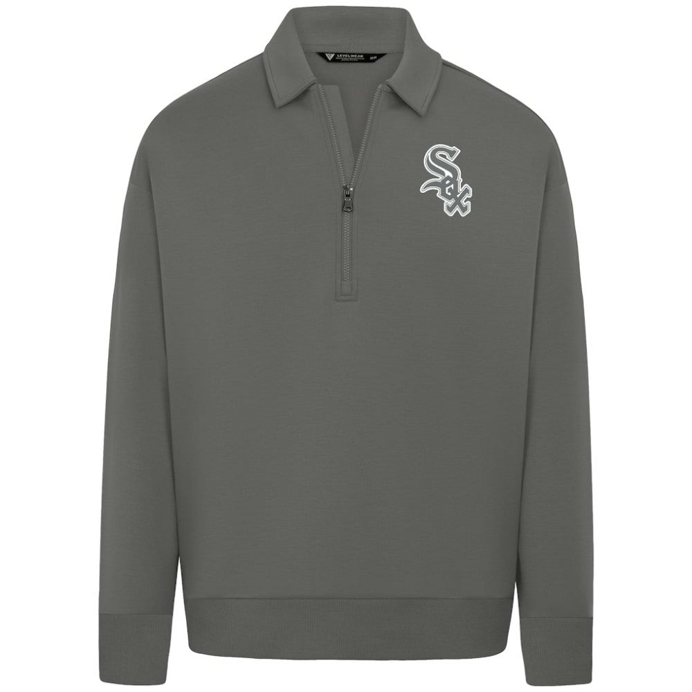 Chicago White Sox Levelwear Luxe Signature Quarter-Zip Chenille Logo Tri-Blend Sweatshirt - Gray - MLB on Sale