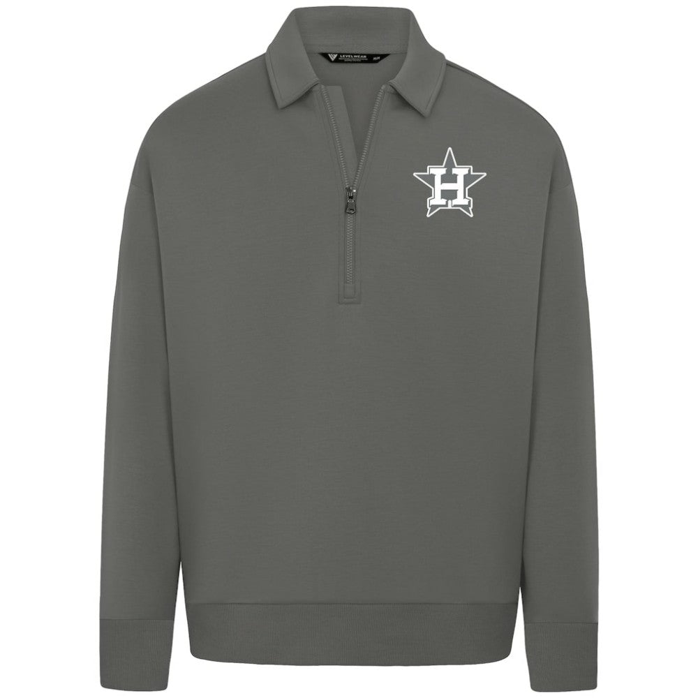 Houston Astros Levelwear Luxe Signature Quarter-Zip Chenille Logo Tri-Blend Sweatshirt - Gray - MLB Online