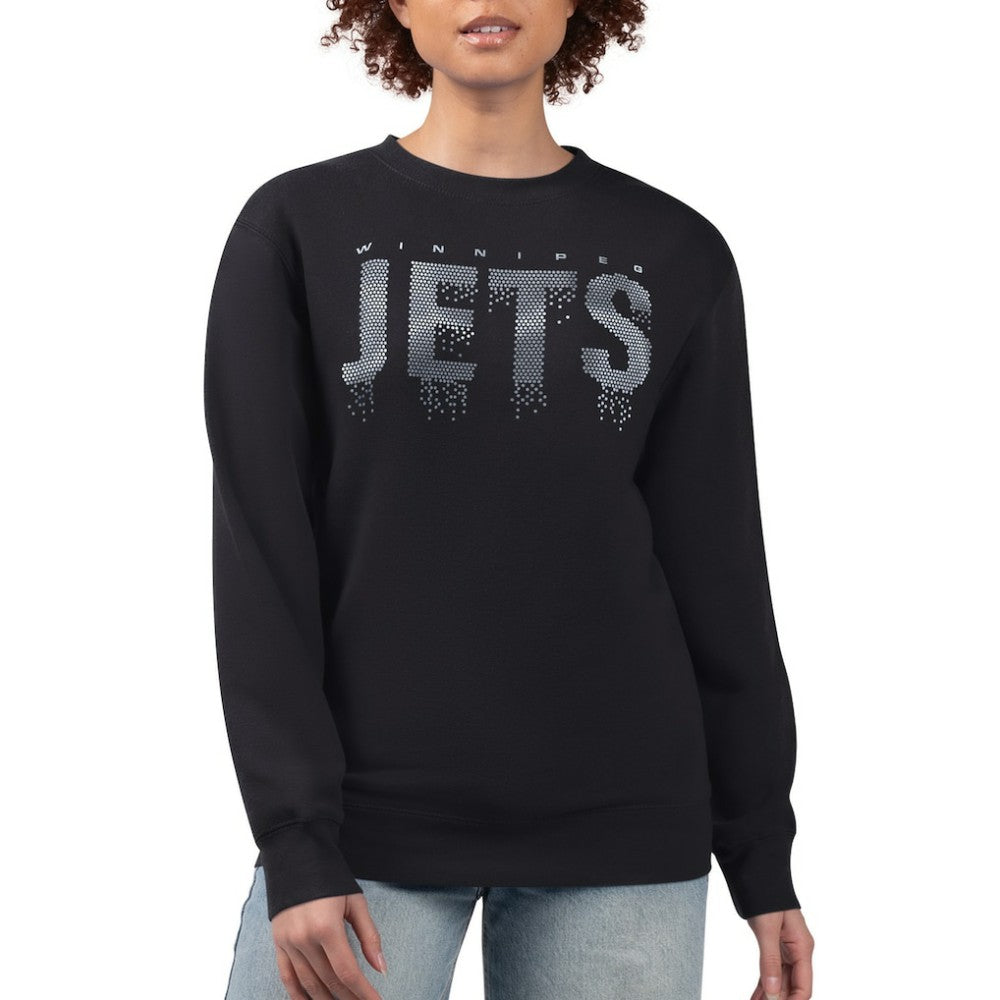 Winnipeg Jets G-III 4Her by Carl Banks Women's Metallic Drop Printed Fleece Sweatshirt - Black - NHL 203500652