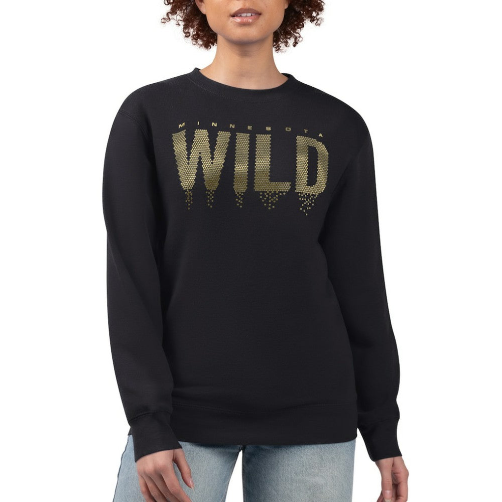 Minnesota Wild G-III 4Her by Carl Banks Women's Metallic Drop Printed Fleece Sweatshirt - Black - NHL 203500653