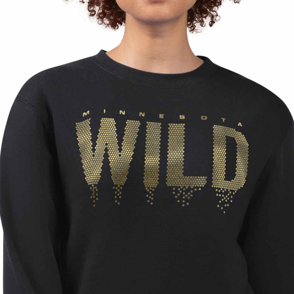 Minnesota Wild G-III 4Her by Carl Banks Women's Metallic Drop Printed Fleece Sweatshirt - Black - NHL 203500653