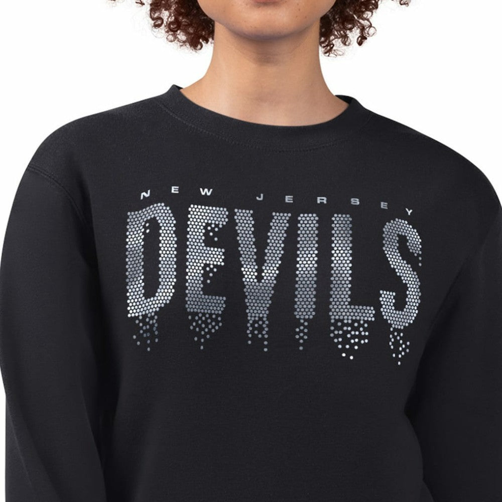 New Jersey Devils G-III 4Her by Carl Banks Women's Metallic Drop Printed Fleece Sweatshirt - Black - NHL 203500656