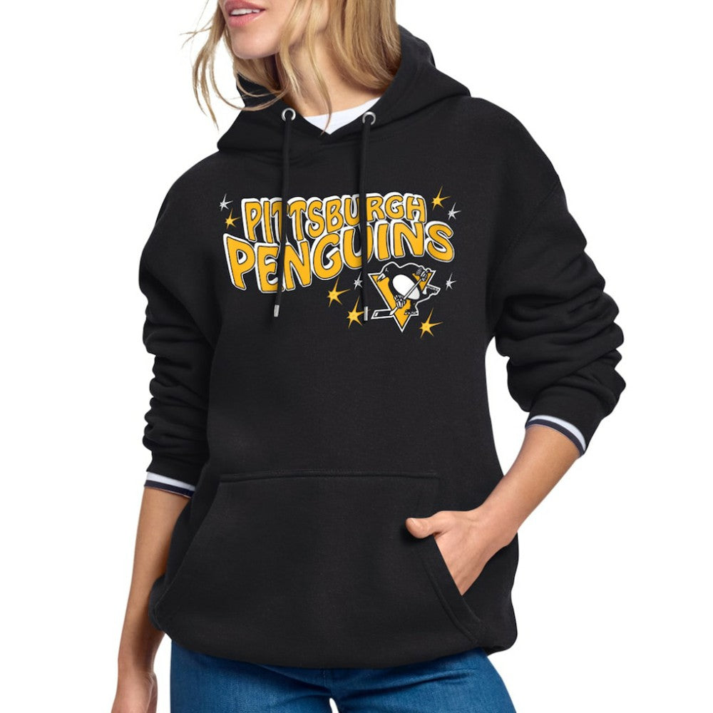 Pittsburgh Penguins Starter Women's Fireworks Fleece Hoodie - Black - NHL 203500690