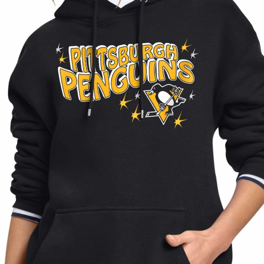 Pittsburgh Penguins Starter Women's Fireworks Fleece Hoodie - Black - NHL 203500690