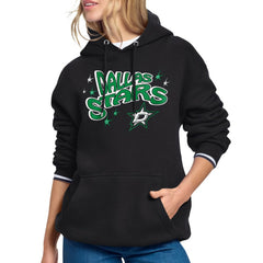 Dallas Stars Starter Women's Fireworks Fleece Hoodie - Black - NHL 203500696