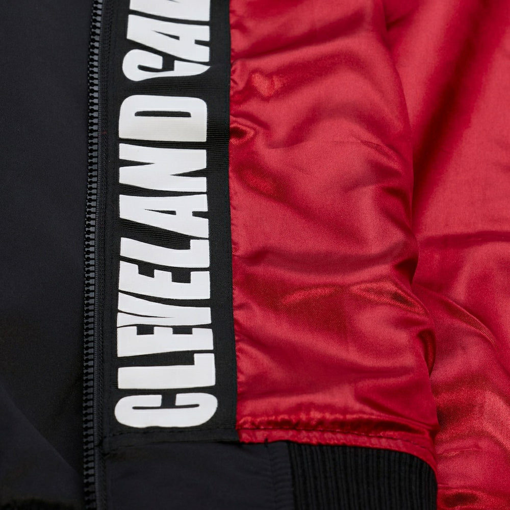 Cleveland Cavaliers Hardwood Classics Nights Walk the Tunnel Satin Bomber Full-Snap Hooded Jacket for sale Black | Mitchell & Ness Near Me