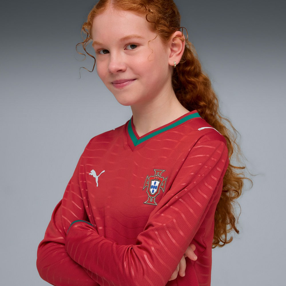 Portugal National Team Youth 2026 Home Replica Long Sleeve Jersey Red - Puma Discount