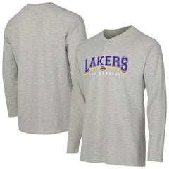 Los Angeles Lakers Concepts Sport Hawthorn Thermal Knit Long Sleeve Henley T-Shirt Gray