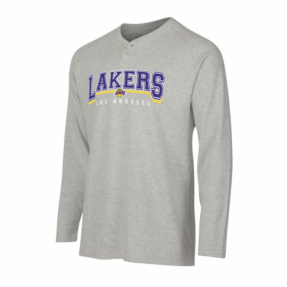 Los Angeles Lakers Concepts Sport Hawthorn Thermal Knit Long Sleeve Henley T-Shirt Gray
