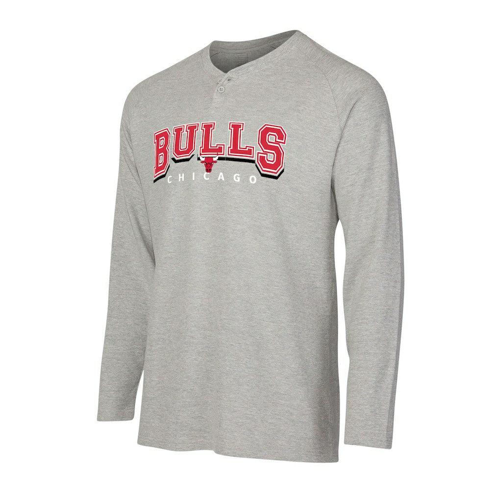 Chicago Bulls Concepts Sport Hawthorn Thermal Knit Long Sleeve Henley T-Shirt Gray