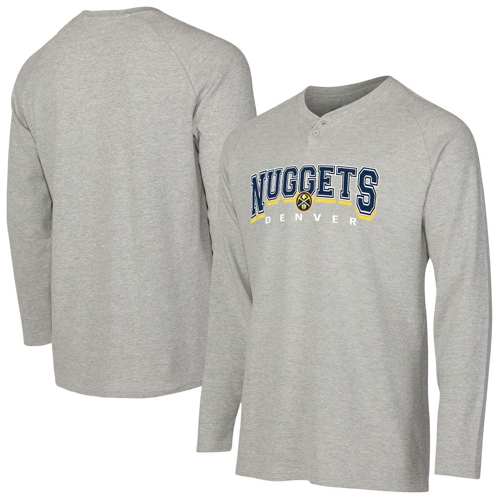 Denver Nuggets Concepts Sport Hawthorn Thermal Knit Long Sleeve Henley T-Shirt Gray
