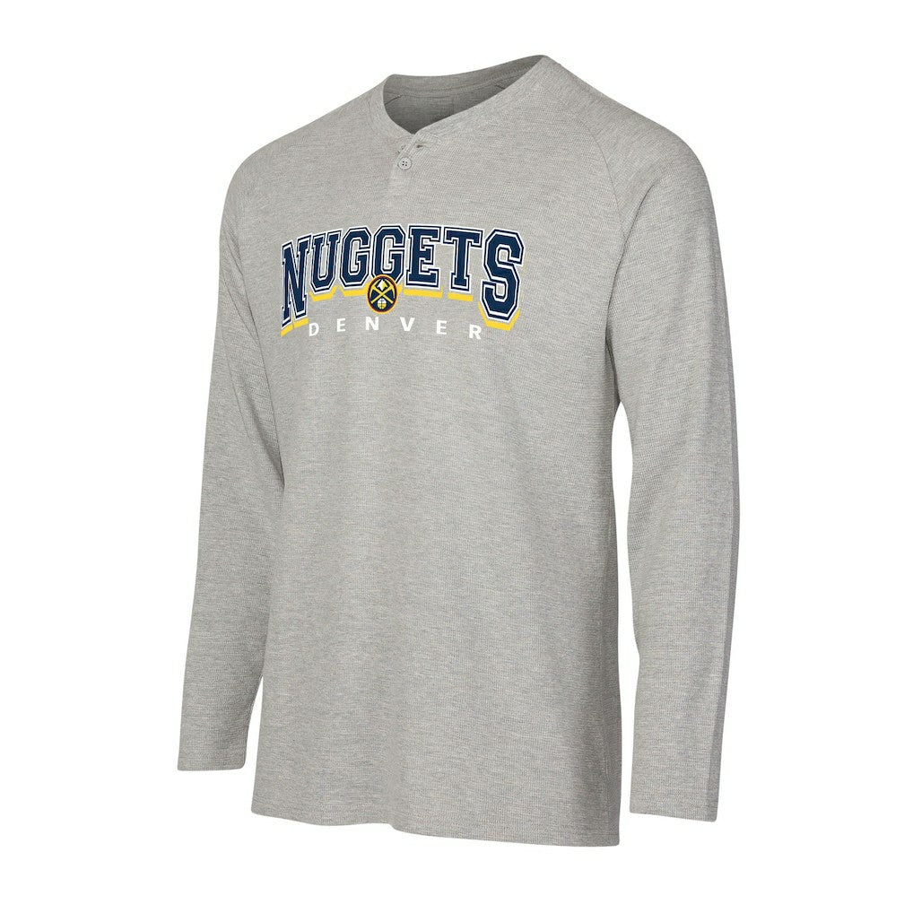 Denver Nuggets Concepts Sport Hawthorn Thermal Knit Long Sleeve Henley T-Shirt Gray