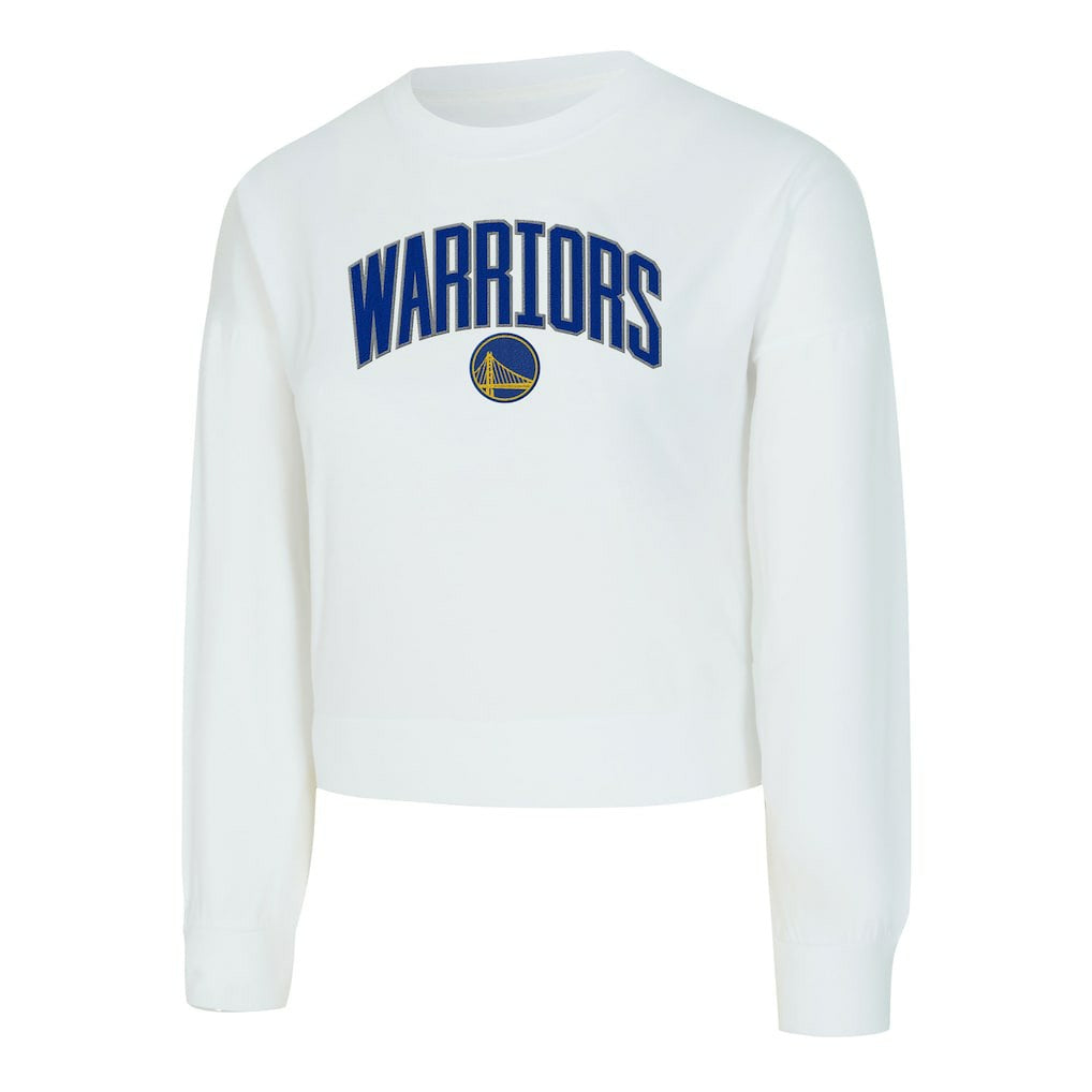 Golden State Warriors Concepts Sport Women's Laney Chenille Cropped Long Sleeve T-Shirt White