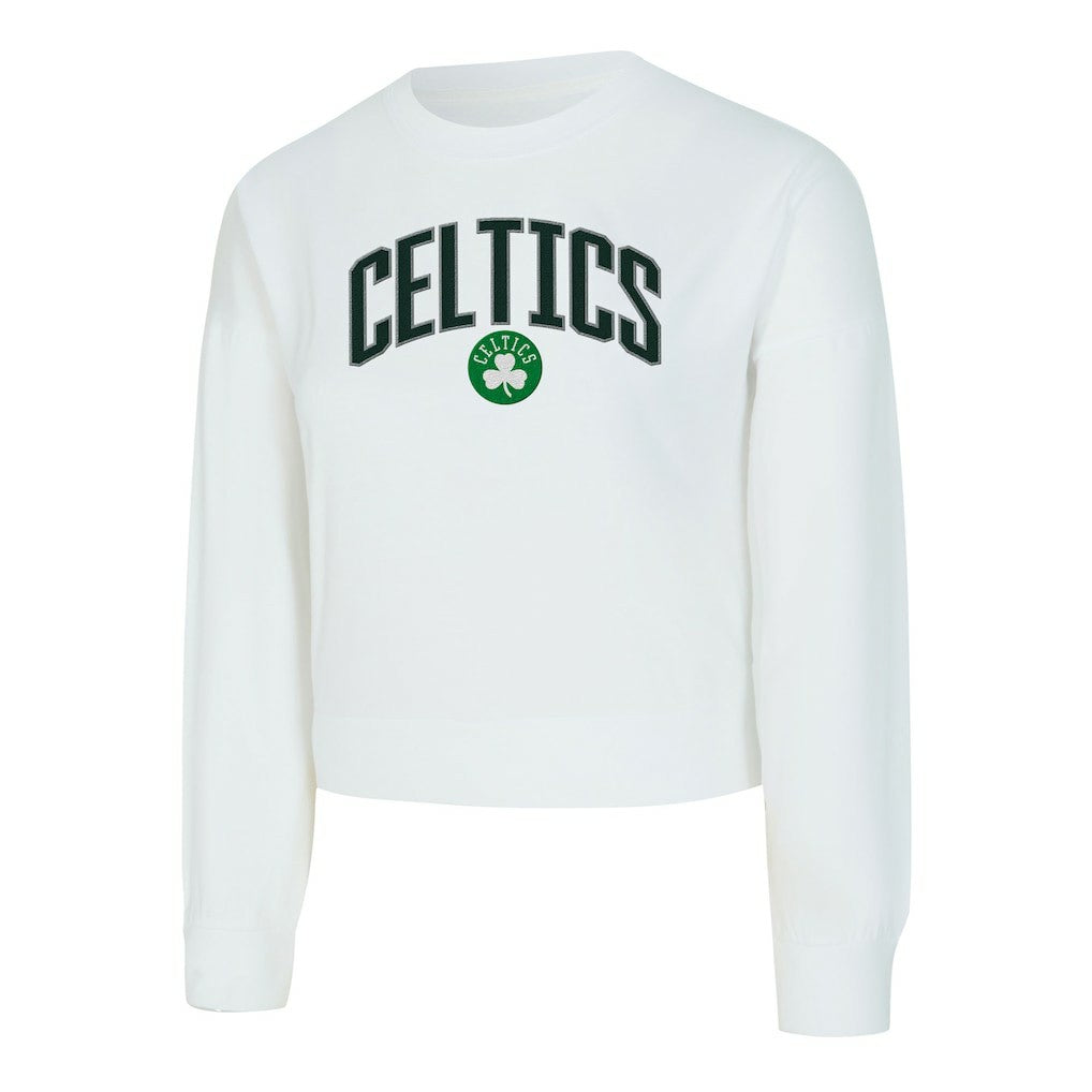 Boston Celtics Concepts Sport Women's Laney Chenille Cropped Long Sleeve T-Shirt White