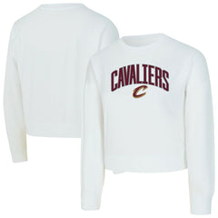 Cleveland Cavaliers Concepts Sport Women's Laney Chenille Cropped Long Sleeve T-Shirt White