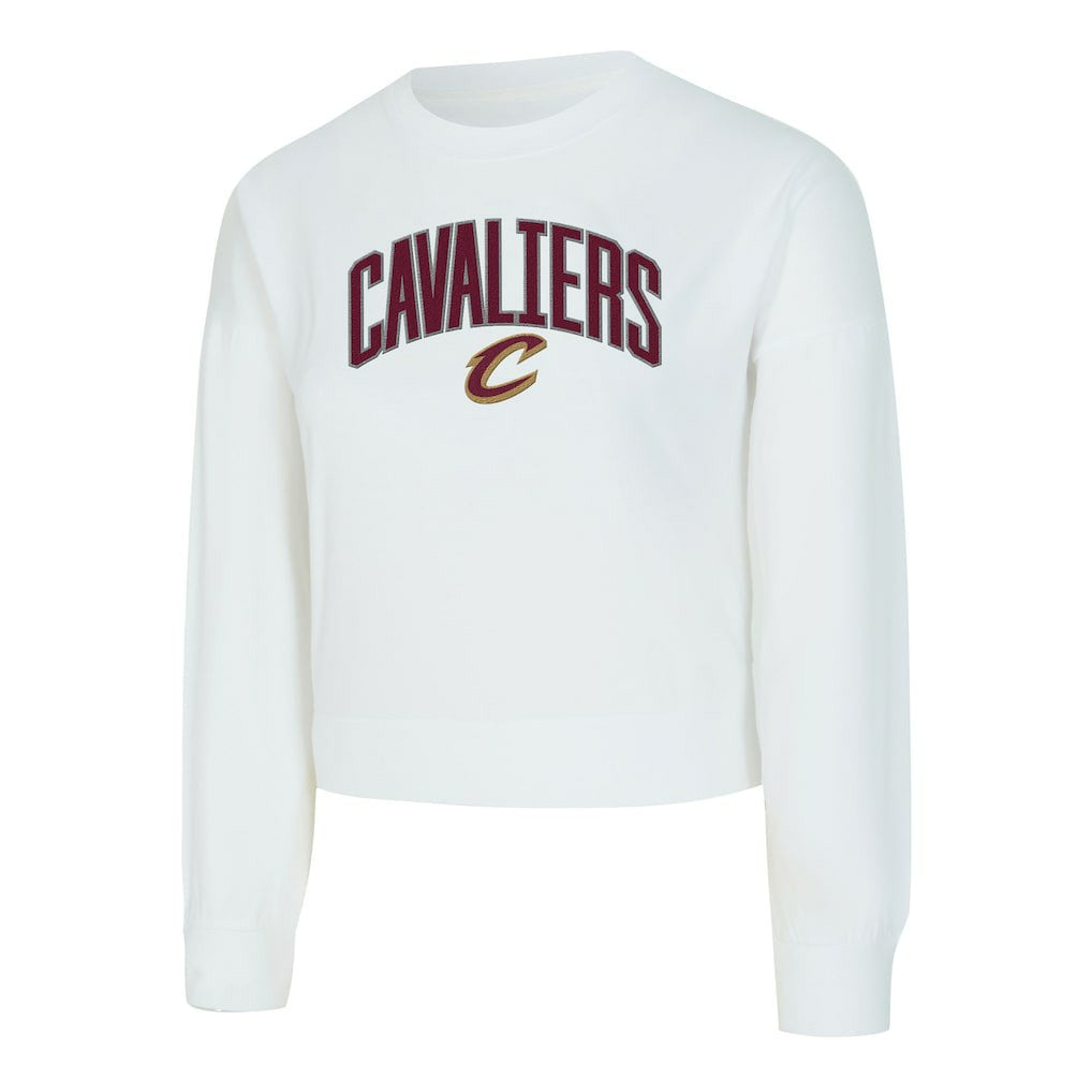 Cleveland Cavaliers Concepts Sport Women's Laney Chenille Cropped Long Sleeve T-Shirt White
