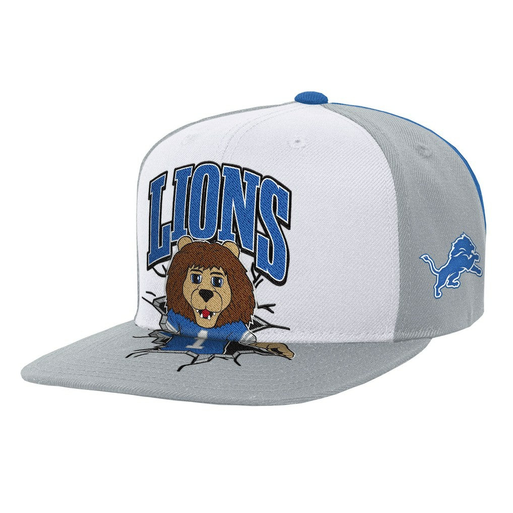 Mitchell & Ness Detroit Lions Youth Team Mascot Snapback Hat White