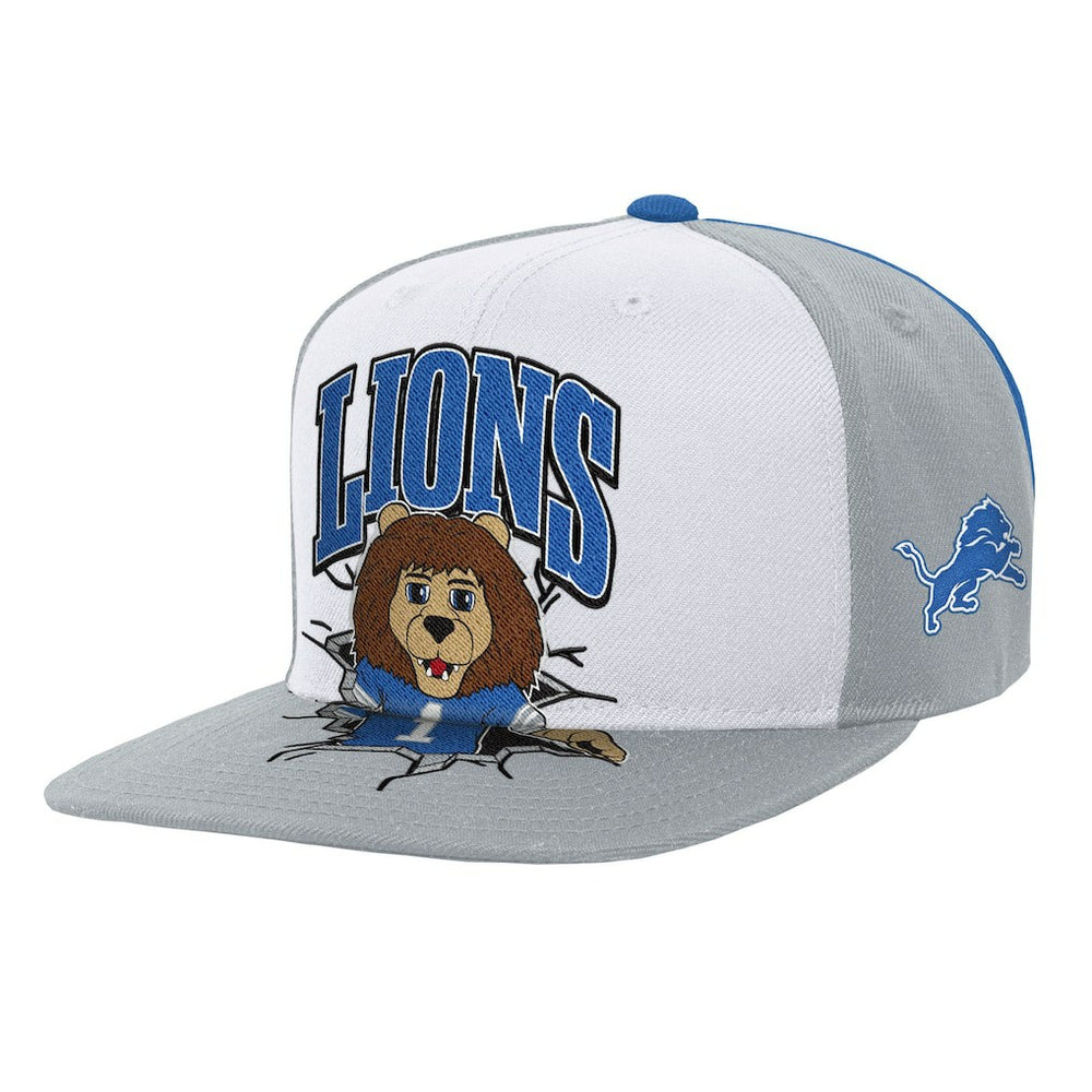 Mitchell & Ness Detroit Lions Youth Team Mascot Snapback Hat White